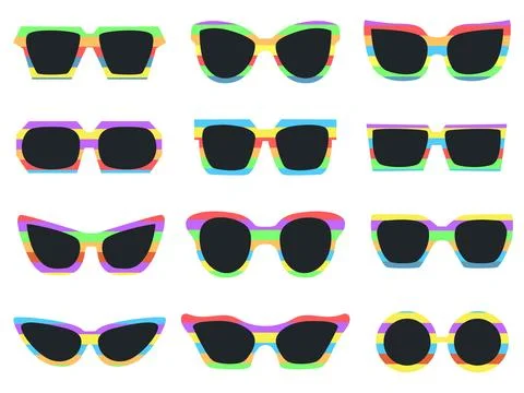 Sunglasses with rainbow frames set 스톡 일러스트