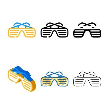 Sunglasses rapper stylish accessory multipack color icon vector Stock Illustration