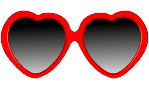 Sunglasses in a red frame model in the form of hearts Stock Illustration