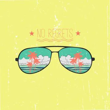 Sunglasses with reflection of the palm trees Illustrazione stock