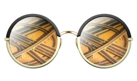 Sunglasses with reflection of road intersection Stock Illustration