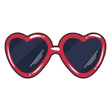 Sunglasses shape hearts comic pop art Stock Illustration