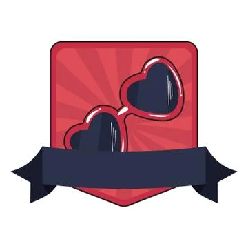 Sunglasses shape hearts comic pop art Illustrazione stock