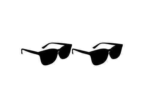 Sunglasses Silhouette, Front View, Flat Style Stock Illustration