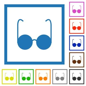 Sunglasses solid flat framed icons Stock Illustration