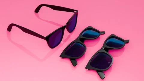 Sunglasses on trendy pink studio background Stock Illustration