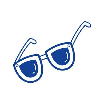 Sunglasses vector blue line art doodle summer accessory icon for beach branding 스톡 일러스트