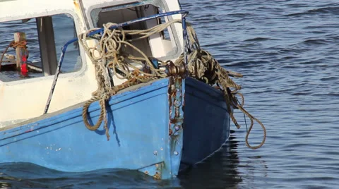 Sunk boat with messy ropes Stock Footage 36035955