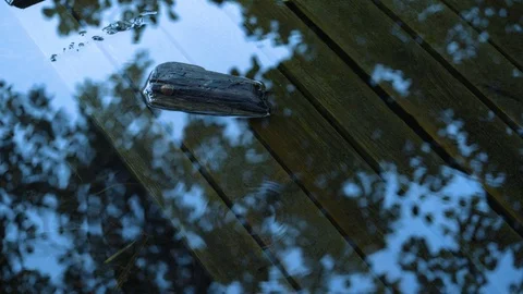 Sunk deck with reflection on a water Video stock 94354952