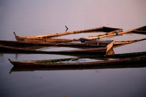 Sunken canoes Stock Photos