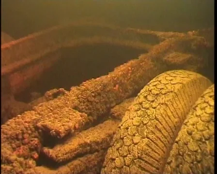 Sunken cars on Lake Ladoga Stock Footage