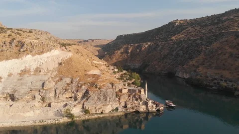 Sunken city halfeti drone shoot [14] Stock Footage 122477012