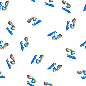 Sunken container ship isometric icon seamless pattern 库存插图