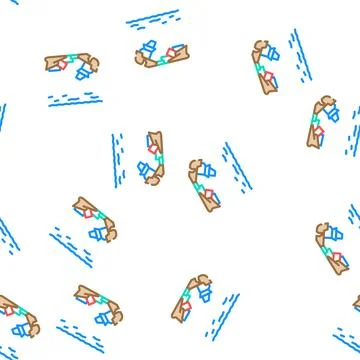 Sunken container ship vector seamless pattern Illustrazione stock