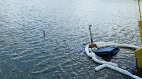Sunken dredging barge in small port 動画素材 53867882