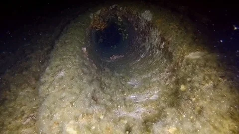 Sunken narcotics smuggling ship shown at night in the Caribbean Stock Footage 122065678