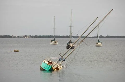 Sunken sailboat Stock Photos