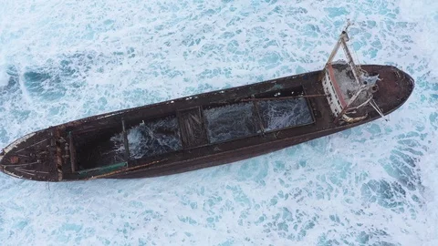 Sunken ship Stock Footage 125955917