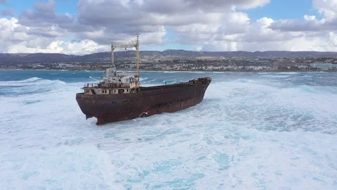 Sunken Ship Stock Footage 125956392