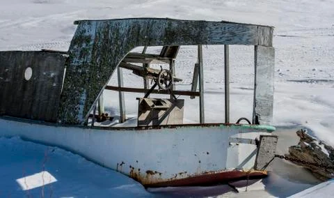 Sunken Ship on Ice Stock Photos