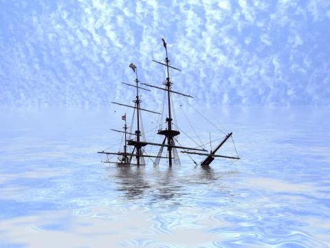 Sunken ship Stock Illustration