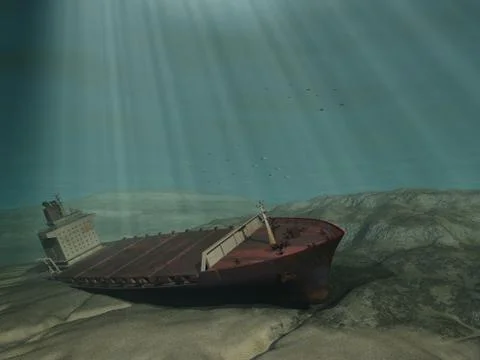 Sunken ship Stock Illustration