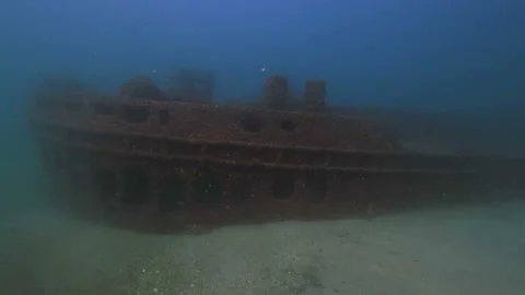 Sunken ship wreck in Atlantic Ocean Stock Footage 167065863