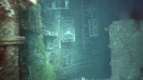 Sunken Ship's Compartment Stock Footage 75798657