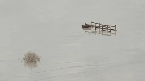 Sunken wooden bridge Stock Footage 77053427