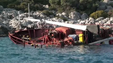 Sunken wreck 2 Stock Footage 10836598