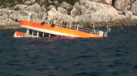 Sunken wreck Stock Footage 10836586