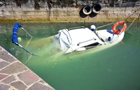 Sunken yacht Stock Photos