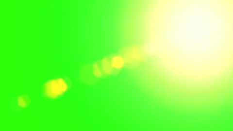Sunlight 2d smooth effect on green screen, lens flare yellow rays from angle Stock Footage 307418016