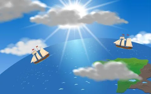 Sunlight and cloud on the blue sky in the ocean Stock Illustration