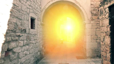 Sunlight background in old town Stock Footage 99280234