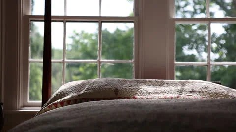 Sunlight On Bed Pillow Stock Footage 26834134