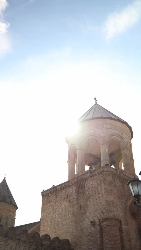 Sunlight behind church bell tower Stock Footage 330904407