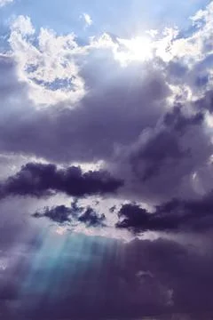 The sunlight breaking through the clouds. Hope, chance concept Stock Photos