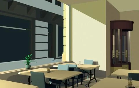 Sunlight in a cafeteria Stock Illustration