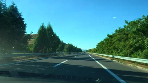 Sunlight casts shadows of trees onto the pavement. Macedonia Stock Footage 340638794