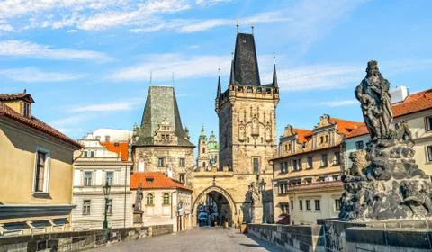 Sunlight on Charles Bridge Stock Photos