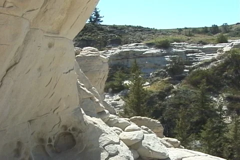 Sunlight on Cliffs in Missouri Breaks National Monument Stock Footage 93521680