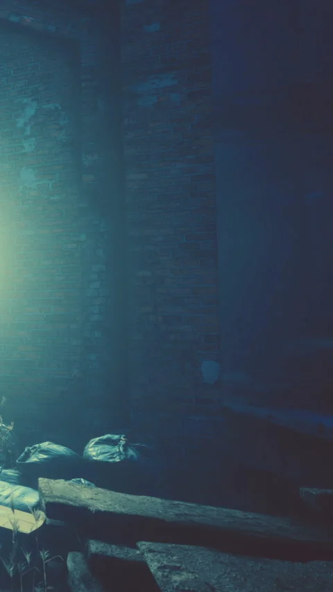 Sunlight coming through a window in an abandoned building during the day Stock Footage 343161964
