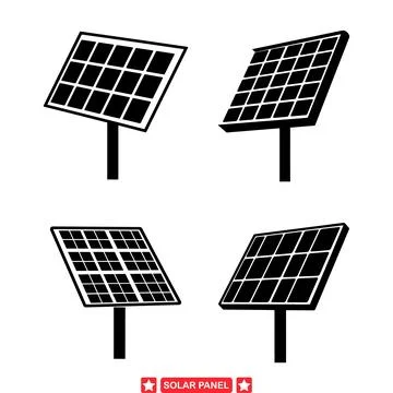 Sunlight Conversion  Array of Solar Panel Silhouettes Ideal for Environment.. Stock Illustration