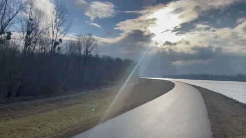 Sunlight at the danube river in upper austria Stock Footage 169904812