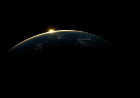 Sunlight eclipsing planet earth Foto stock