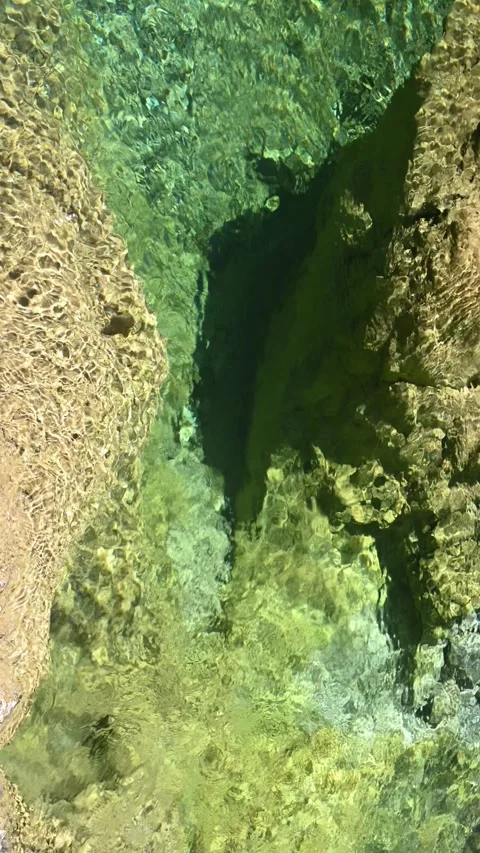 Sunlight effect in the pond of a mountain stream, vertical shot Stock-Footage 260877839