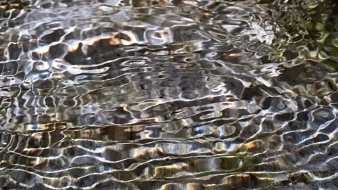 Sunlight effects on the ground of a mountain river (slow motion) Stock Footage 212766894