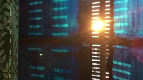 Sunlight entering through window perforated Video stock 104031316