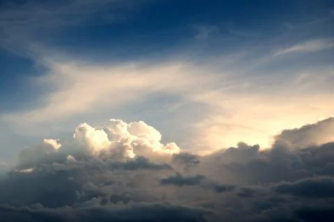 Sunlight in the evening sky is very cloudy. Stock Photos